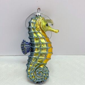 Colorful Ocean Seahorse Blown Glass Christmas Ornament